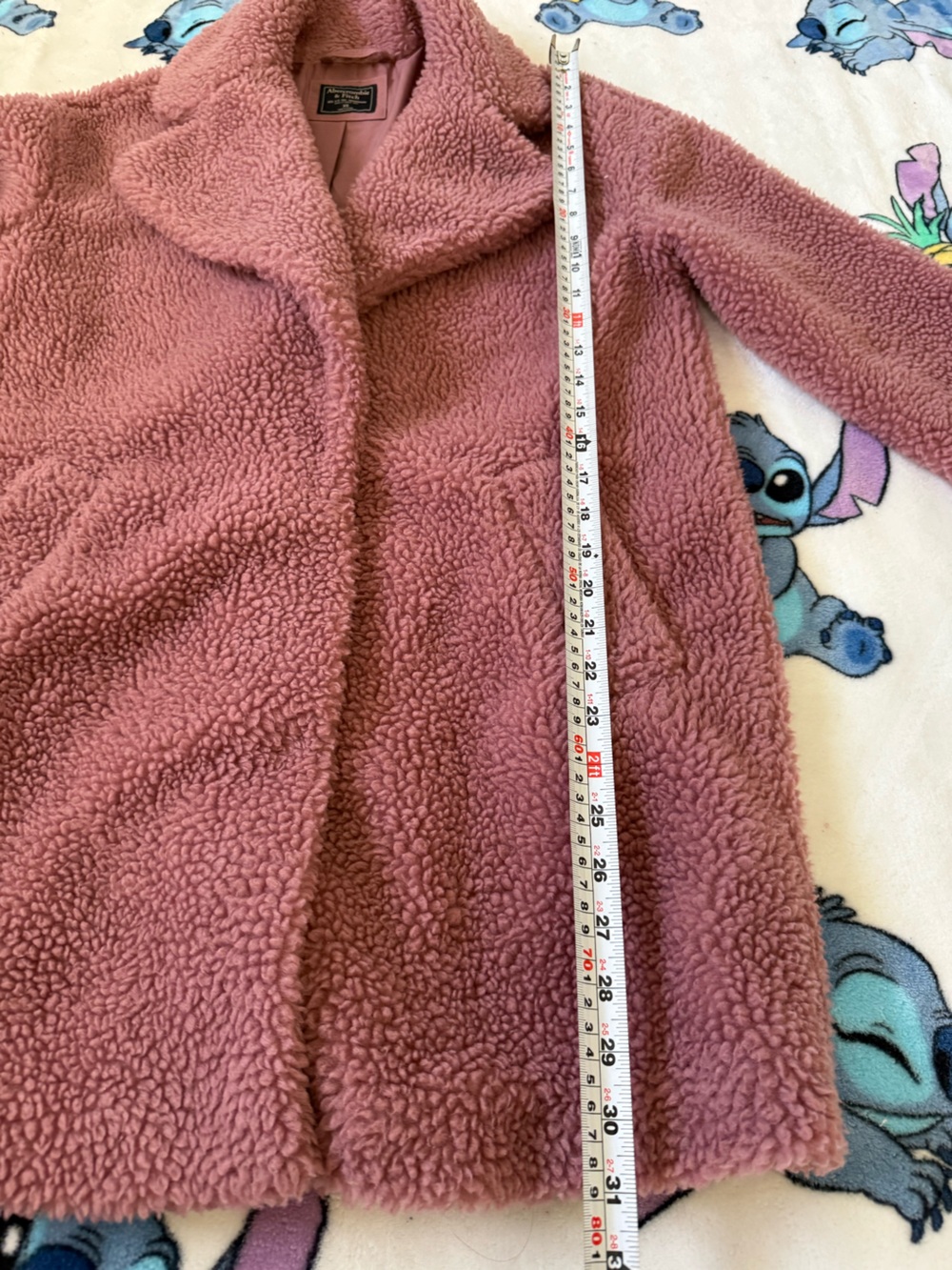 ABERCROMBIE & FITCH PINK TEDDY SHERPA COAT XS FAUX FUR QUIET LUXURY WINTER - Picture 11 of 12